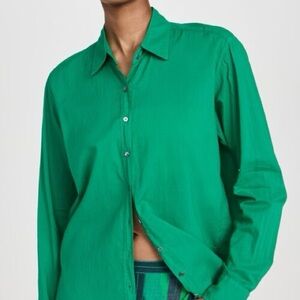 XIRENA Beau Shirt Green Long Sleeve 100% Cotton Button Down women’s Small